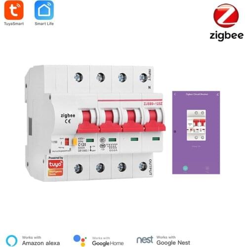 Tuya Smart Zigbee Circuit Breaker 4P Smart Switch Overload ShortCircuit Protection SmartThings Alexa Compatible Zigbee MCB