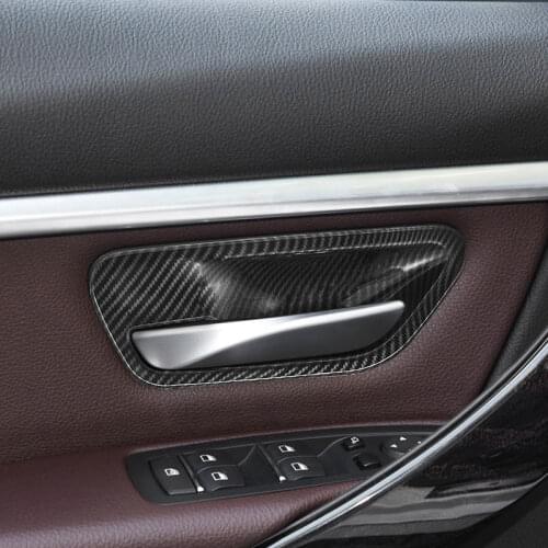 Car Inner Door Handle Bowl Frame Trim Cover Carbon Fiber Sticker Accessories For BMW F30 F34 3GT 3 4 Series 2013-2018
