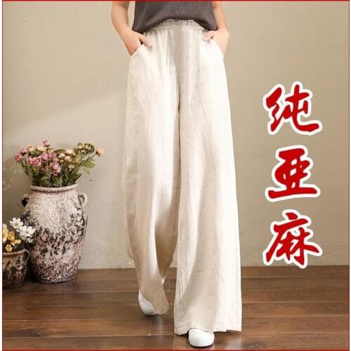 Pure Linen Women Draw Rope Tight Waist Cotton Spring/summer Womens Pants Loose Cotton Hemp Drooping Feeling Summer