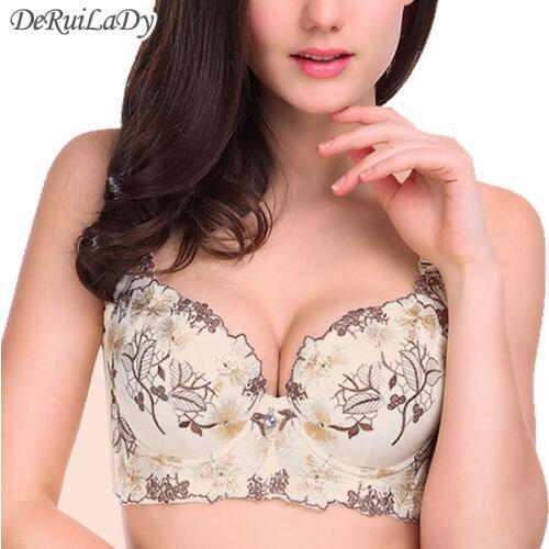 DeRuiLady Brand Women Bra Plus Size D Cup Female Sexy Lingerie Sujetadores Push Up Embroidery Seamless Underwear Renda Bras