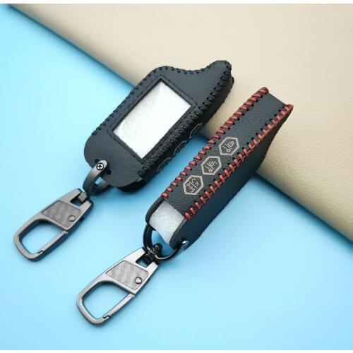 Key Cover B9/B6 Black Leather Case For Starline B91/B61/A91/A61 Kgb FX-5 Jaguar Ez-a Lcd Keychain Car Remote 2 Way Alarm