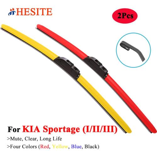 HESITE Colorful Windshield Wiper Blades For KIA Sportage 2010 2011 2012 2013 2014 2015 Car Models Red Blue Yellow Hybrid Wipers