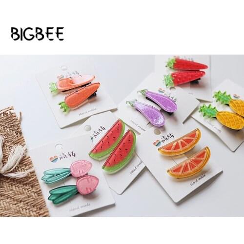 Fine Children Hairpin Cute Cartoon Fruit Watermelon Hair Clips Pineapple Hairpins for Women Hair Accessories Girls Birthday Gift