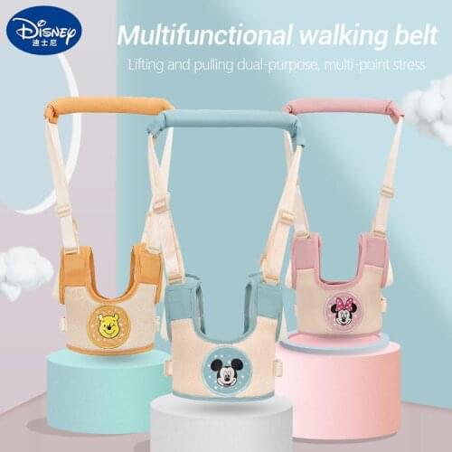 Disney Baby Walking Belt Mickey Minnie Cartoon Adjustable Labor Saving Breathable Safety Traction Rope 2in1 Goods For Children