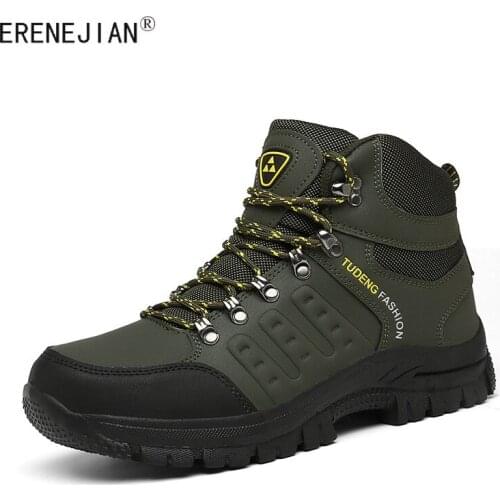 ERENEJIAN Mens Outdoor Combat Shoes Waterproof Hiking Climbing Hunting Ankle Boots Anti-Skid Trekking Shoes Tactical Footwear