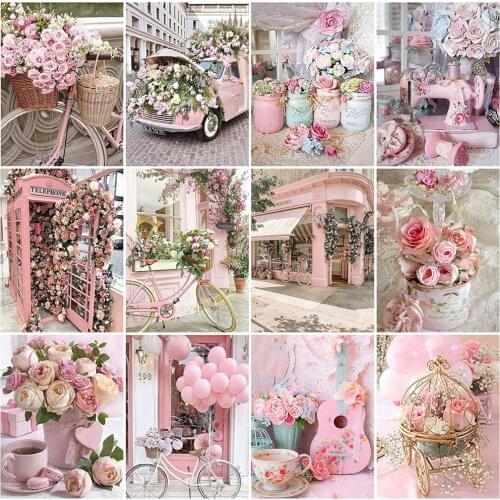 EverShine Full Square Diamond Painting Flower Diamond Embroidery Bicycle 5D DIY Mosaic Rhinestone Cross Stitch Home Decor