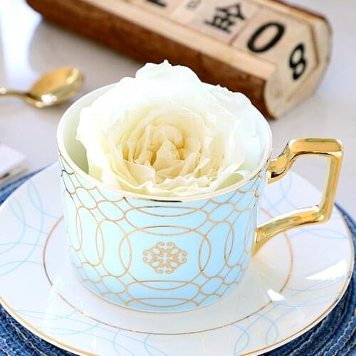 Porcelain Blue Tea Cup European Afternoon Elegant Modern Reusable Tea Cup Set Unique Creative Canecas House Decoration EI50BD