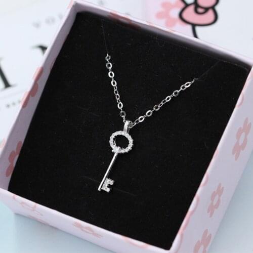 Hot 925 Sterling Silver Fashion creative key Necklace Shiny Star Pendants For Women Gift Choker Wedding Jewelry For Women