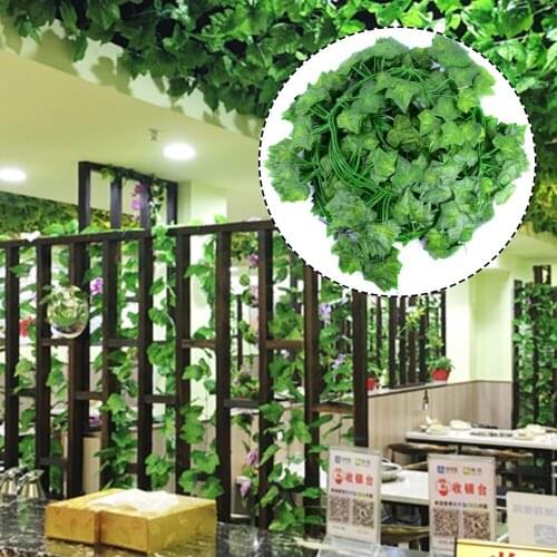 12pcs 2M Green Artificial Ivy Leaf Garland Plants Vine Fake Foliage Flowers Bonsai Leaf Home Garden Wedding Party Decoration