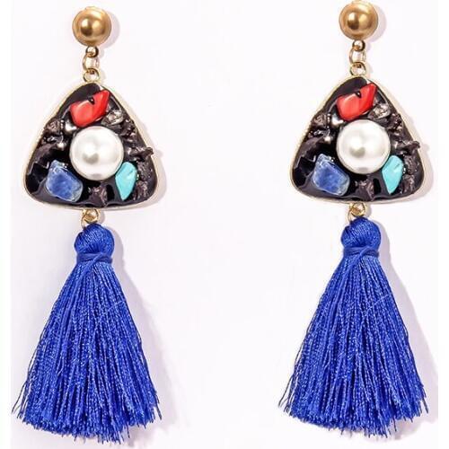 Itenice Resin Pearl Tassel Earrings For Women Girls Acrylic Geometric Drip Pearl Stone Drop Earrings Jewelry Gift