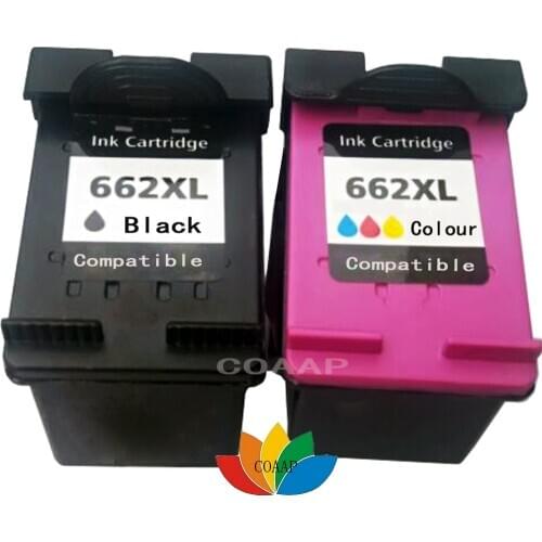 2 Pack Refillable 662 ink cartridge for HP Deskjet Ink Advantage 2645 3515 3545 4515 4645 All-in-One Printer