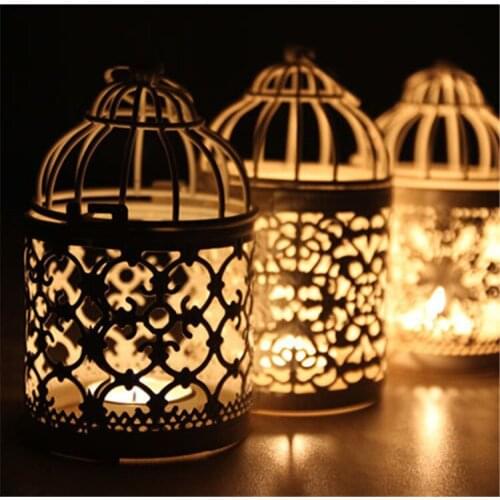 Creative Hanging Lanterns Birdcage Home Decor Candlestick Tealight Metal Candle Holder for Wedding Candlelight Dinner Party Deco