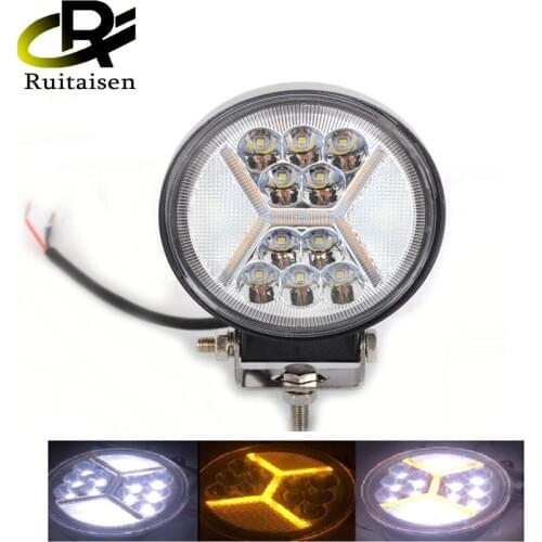 Round 4Inch 132W LED Work Lights White Amber DRL Lamp for Off-road SUV Boat 4x4 Jeep Tractor Marine Off-road Lighting ATV