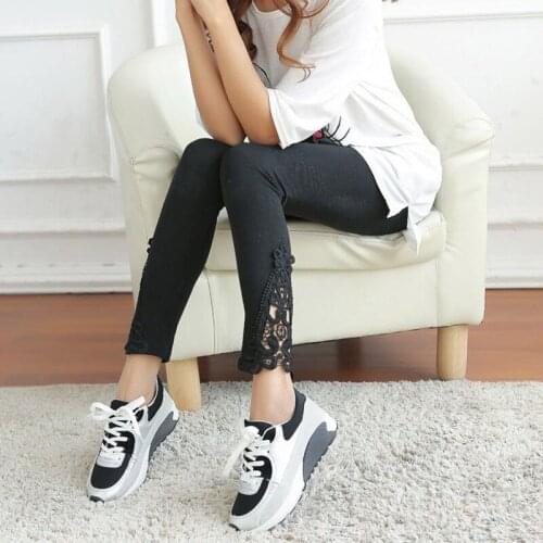 4colors Fashion Women Lace Hollow legging Cotton Leggings Triangle Side Lace Leggings solid pants