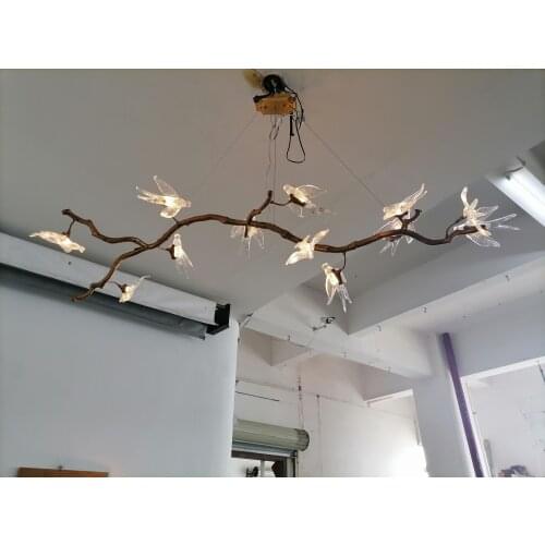 Copper chandelier Warm living room bedroom restaurant Postmodern Nordic simple personality creative bird copper chandelier