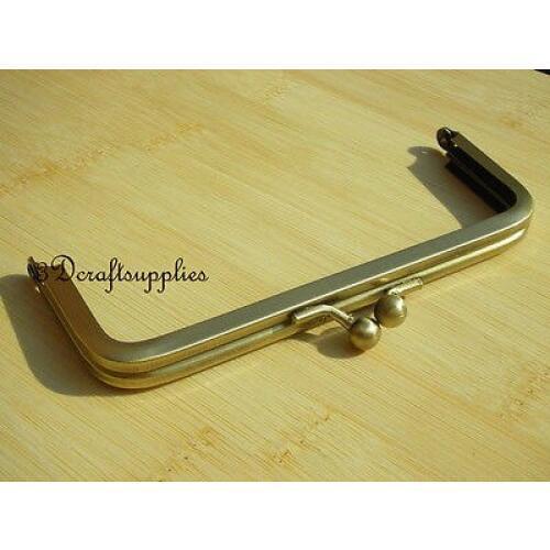Metal purse frame glue on clasp clip anti brass 5 inch x 2 inch C14