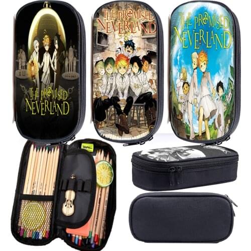 Multifunction The Promised Neverland Pencil Case Anime Pen Bag School Supplies Girls Cosmetic Case Boy Pen Case Stationery Pouch