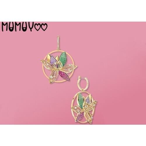 Fashion Jewels 2020 new high-quality swa charm elegant temperament circle magnolia pattern earrings hollow crystal earrings