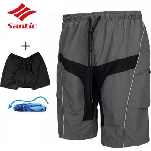 Santic Mens Cycling Shorts 4D Pad Removable Cushion Loose 1/2 Leisure Trousers Road Bike Shorts Breathable Bicycle Shorts