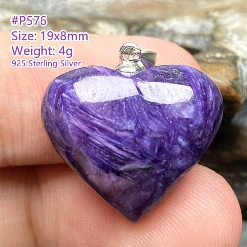 Pendant Necklace Heart Charoite Jewelry For Woman Lady Man Natural Purple Crystal Beads Love Gemstone 925 Silver Chains AAAAA