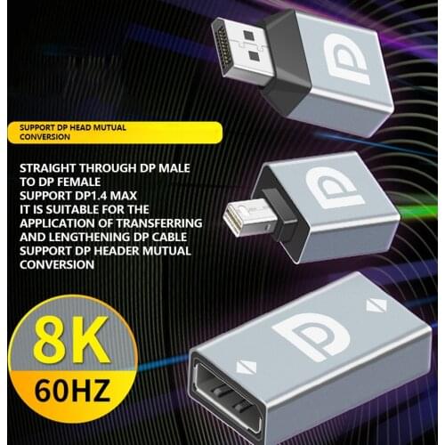 HD DP Video Converter DP1.4 to DP Female to Female Mini DP Adapter Support 8K@60Hz For Laptop Computer Monitor Home Projector