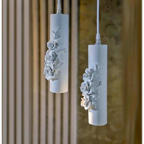 Bedroom bedside chandelier Nordic resin rose tube spotlight clothing store restaurant service bar pendant lamp