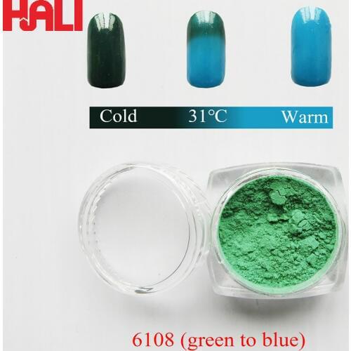 Sell temperature sensitive pigment,color to color thermochromic powder,hot active pigment 31C green to blue,1 lot=10g,free ship
