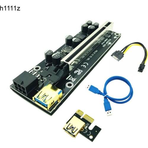 PCI-E Pcie Riser 009S PLUS Profesional Express 1X 4x 8x 16x Extender PCI E USB Riser 009 GPU 6Pin Card SATA 15pin for BTC Miner