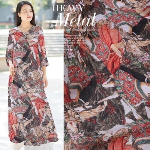 Customized European and American Early Spring Printed Silk Linen Fabric Summer Mulberry Silk Clothing Dress Top Silk Fabric