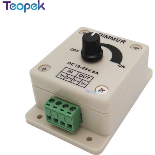 LED Dimmer DC 12V 24V 8A 96W Adjustable Brightness Lamp Bulb Strip Driver Single Color Light Power Supply Controller 5050 3528
