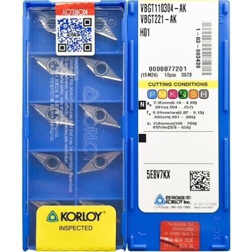VBGT110304-AK H01 100% KORLOY Original carbide insert with the best quality 10pcs/lot free shipping