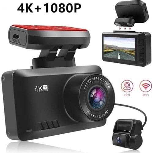 4K Dash Cam Gesture Photo WiFi 2.4" Car Camera Dashcam 3840*2160P 30FPS Ultra HD DVR Video Recorder GPS Tracker Dashcam for Car