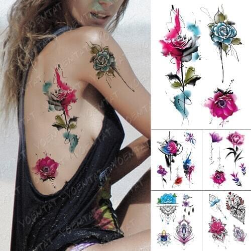 Halloween Waterproof Temporary Tattoo Sticker Zombie Scars Rose Cross Blood Facial Tattoos Vampire Spider Body Art Fake Tatoo