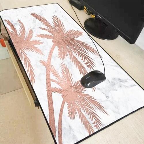 XGZ Gold Palm White Marble Large Gaming Mouse Pad Gamer Locking Edge Keyboard Mouse Mat Gaming Desk Mousepad for CS GO LOL Dota