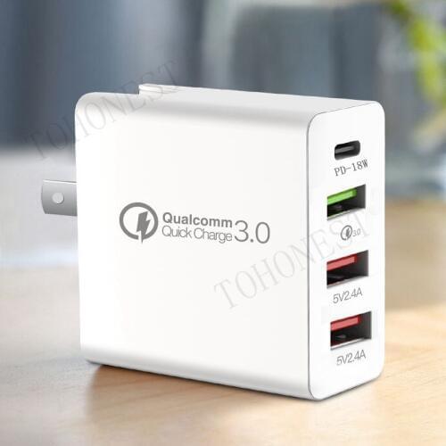 4 Ports Smart USB Charge 48W Quick Charger 3.0 For iPhone Samsung Xiaomi Huawei USB Adapter Type C PD Fast Wall Charger EU AU UK