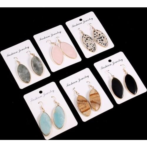 Fashion Stone Earrings Horse Eye Shape Semi-precious Stones Earrings Temperament for Women Dangle Earrings Jewelry