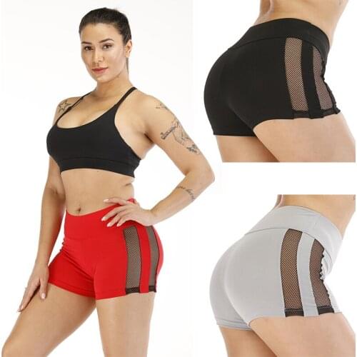 Women Mesh Patchwork Sport Short Leggings High Waist Tights Pants Sports Wear for Female Gym Push Up Yoga Shorts Quick dry S-XL