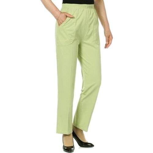 Women 2021 Spring Autumn Fashion Middle-aged Loose Trousers Female Elastic Waist Straight Pants Ladies Warm Casual Pants Q663