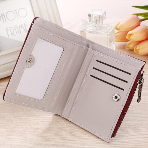 Women Hasp Zipper Short Wallet Embroidery Flowers PU Coin Purse Money Bag Small Wallets -OPK