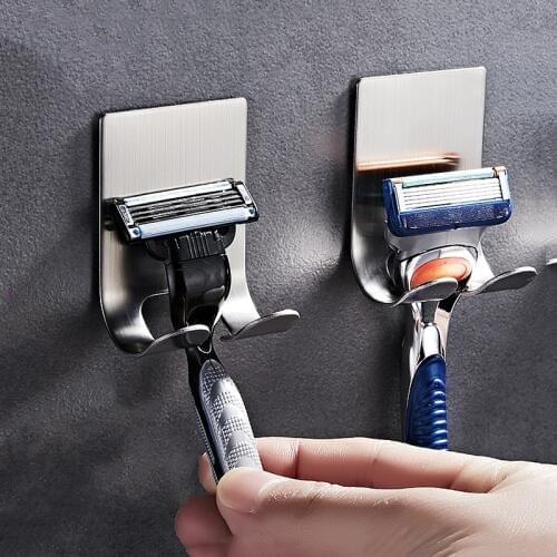 1pc bathroom razor holder stainless steel holder for mens razor wall adhesive storage hook kitchen hanger