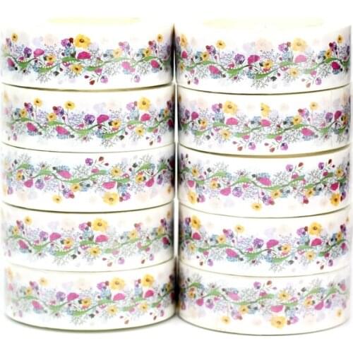 10pcs/Lot Decorative Cute Wreath Flowers Leaves Japanese Paper Washi Tapes Planner Adhesive Masking Tape Stationery