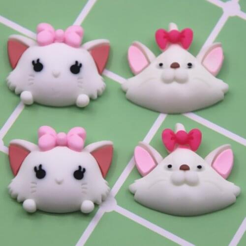 10pcs cute white Cat Cartoon Animal Flat Back Resin Cabochons Scrapbooking DIY Craft Decoration Accessories