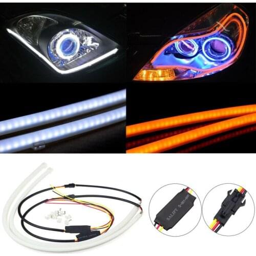 2pcs 85cm car Flexible LED Tube Tear Strip Daytime Running Light universal for all car Headlight Turn Signal Light Parking Lamps