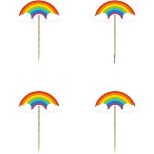24Pcs Rainbow Cake Cupcake Toppers Picks Boy Girls Baby Shower Kids Birthday Party Favors Wedding Christmas Decorations Supplies