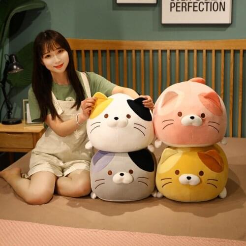 35/50/60cm Cute Fat Cat Plush Toys Stuffed Soft Animal Dumplings Cat Pillow Sofa Cushion for Girls Baby Doll Birthday Gifts