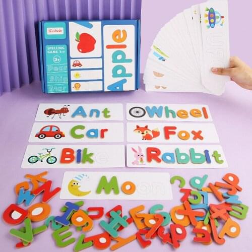 78Pcs Letters Spell Word Game Wooden Children Early Educational Puzzle Letter Recognition Matching Puzzle Toy