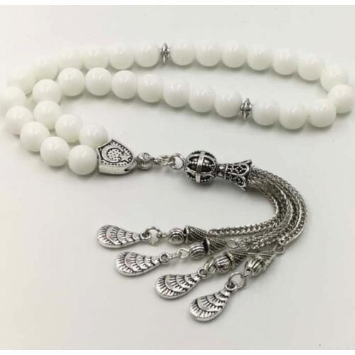 White tasbih Muslim Rosary prayer beads 33 66 99 beads white stone Misbaha
