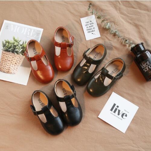 High quality children leather shoes kids footwear girls vintage single shoes school flat shoes