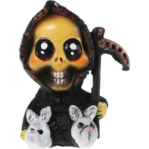 Baby Death Statue Cartoon Baby Death Doll Small Creative Death Sitting Statue Halloween Outdoor Decoration Lawn Ornament