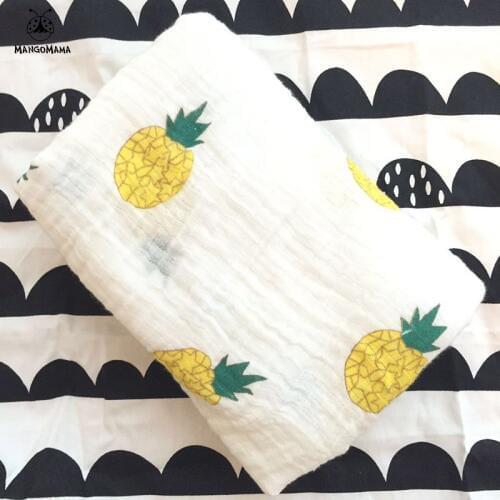 Baby Blanket 100% Muslin Cotton Newborn Swaddle Colorful Fruit Pineapple Kiwi Fruit Watermelon Banana Breathable Multi-use